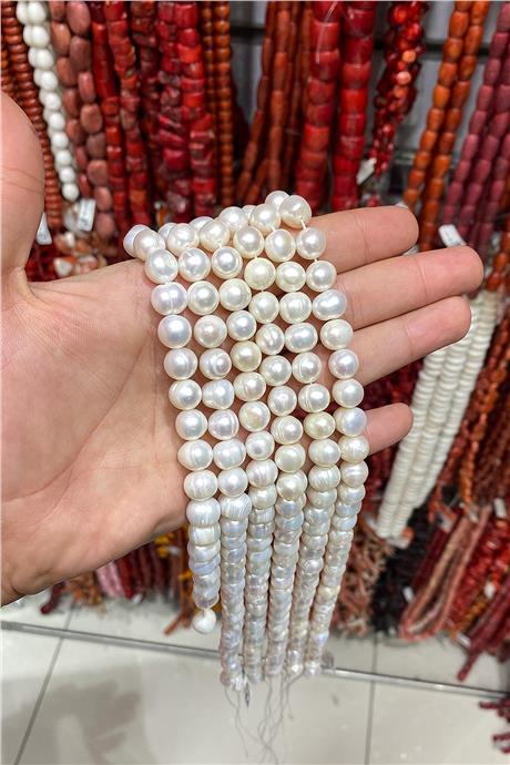 İnci Doğal Taş Beyaz 10.5mm Dizi