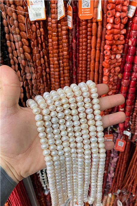 İnci Beyaz 10x11mm Doğal Taş Dizi