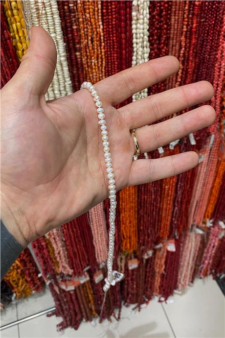 İnci Doğal Taş Beyaz 4mm Dizi