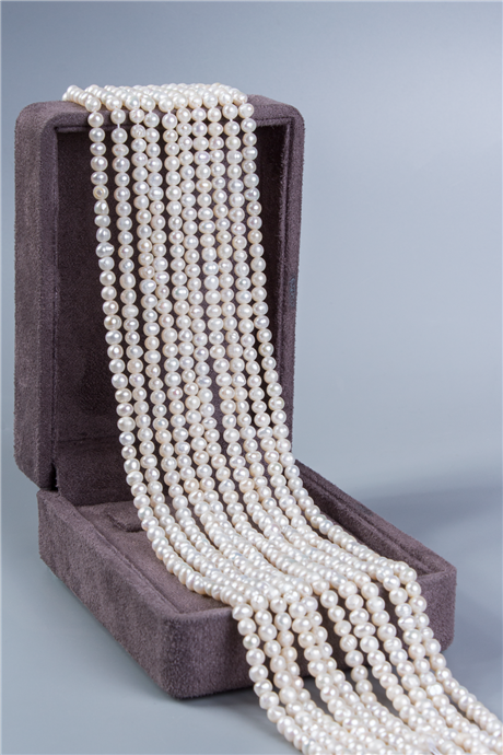 İnci Doğal Taş Beyaz 4mm Dizi