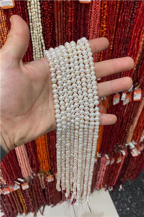 İnci Doğal Taş Beyaz 6-7mm Dizi