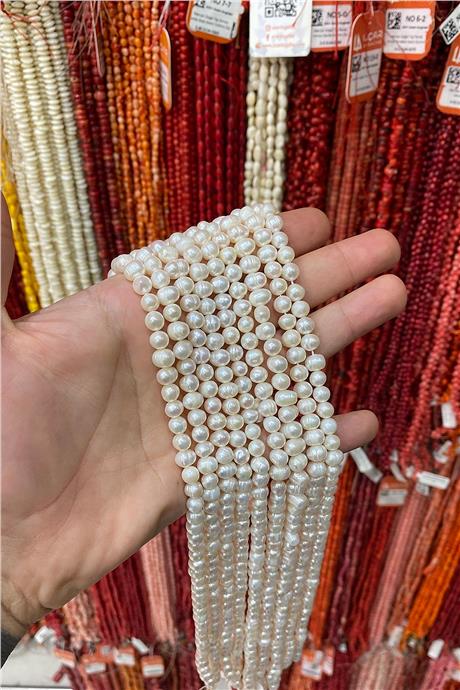 İnci Doğal Taş Beyaz 6-7mm Dizi
