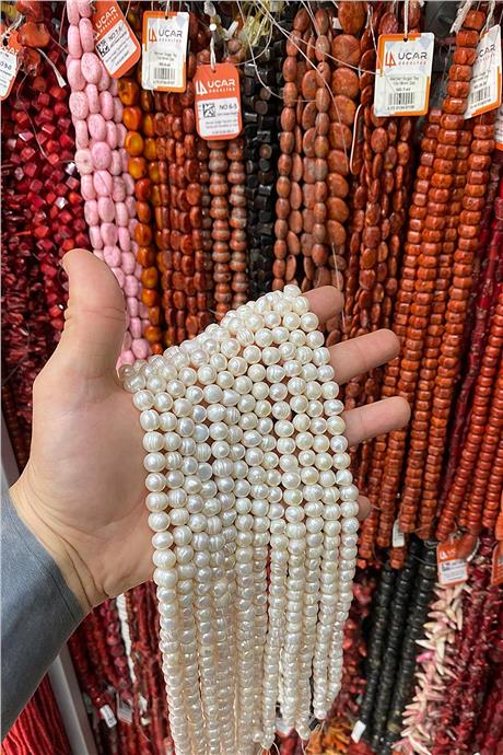 İnci Beyaz 9x5mm Doğal Taş Dizi