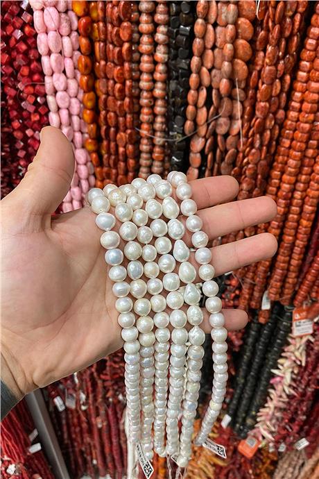 İnci Küre Kesim Beyaz 10mm Doğal Taş Dizi