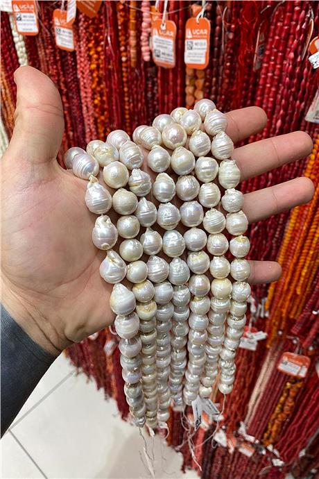 İnci Doğal Taş Biçimsiz Küre 12mm Dizi