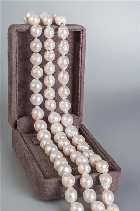 İnci Doğal Taş Biçimsiz Küre 12mm Dizi