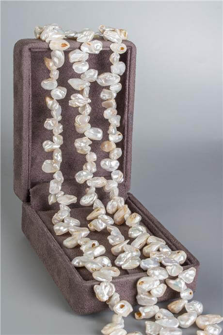 İnci Doğal Taş Amorf Yandan Delikli 8mm Dizi