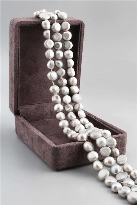 İnci Parlak Gri 11x12mm Doğal Taş Dizi [AB]