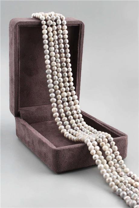 İnci Doğal Taş Parlak Gri 5x6mm Dizi [AB]