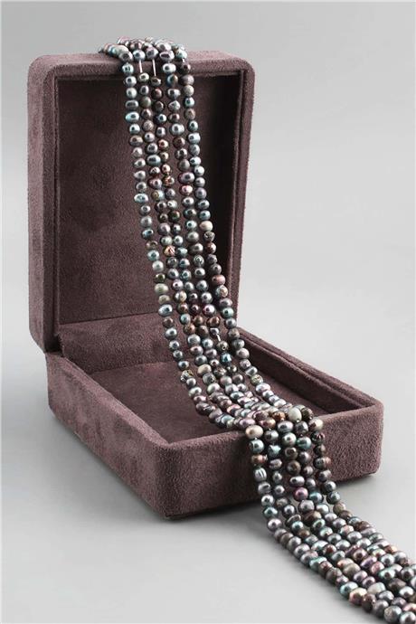 İnci Doğal Taş Parlak Lacivert Küre Kesim 5x4mm Dizi [AB]