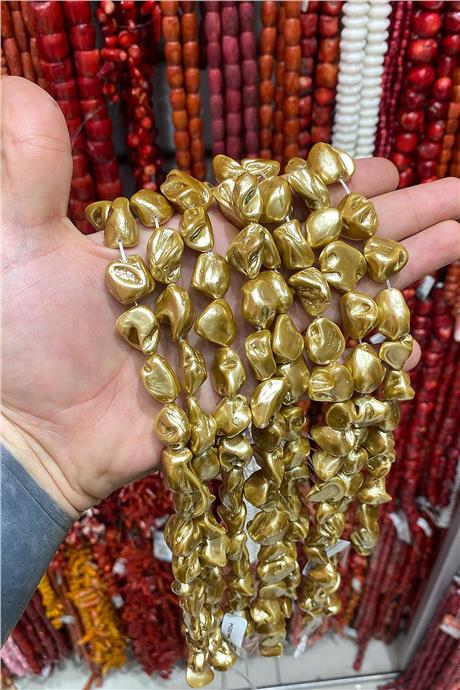 İnci Doğal Taş Parlak Bakır Amorf Kesim 14x18mm Dizi [AB+]