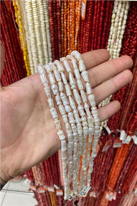 İnci Doğal Taş Çubuk Kesim 7x14mm Dizi