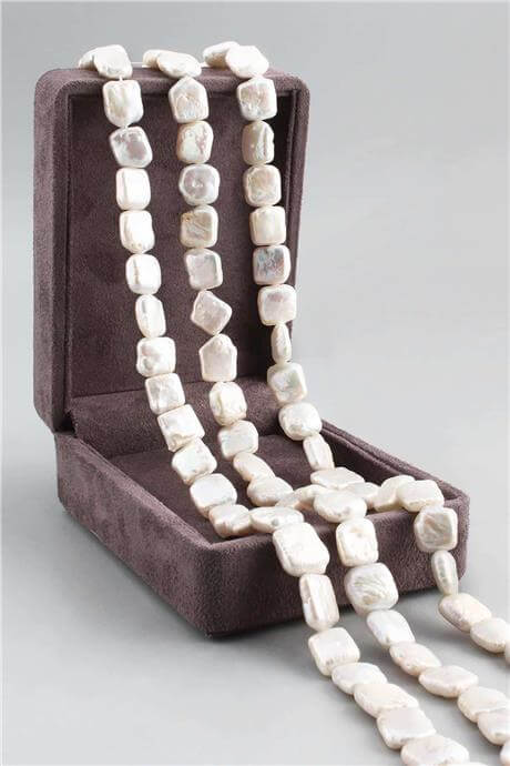 İnci Doğal Taş Yassı Kare Kesim 12x14mm Dizi
