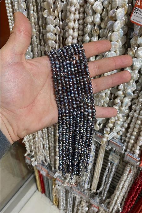 İnci Doğal Taş Parlak Lacivert 4mm Dizi [AB]