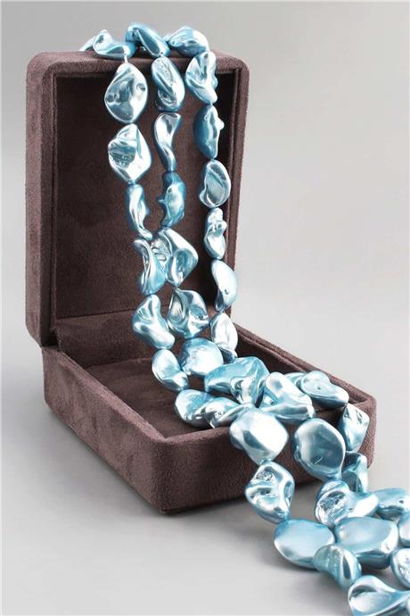 İnci Doğal Taş Parlak Mavi Amorf Kesim 18x25mm Dizi [AB+]