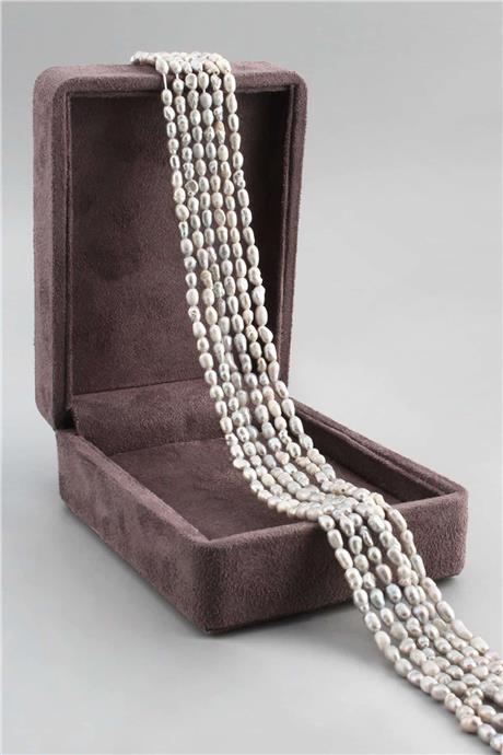 İnci Parlak Gri 4x6mm Doğal Taş Dizi [AB]