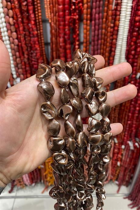 İnci Doğal Taş Bronz Amorf Kesim 14x18mm Dizi [AB+]