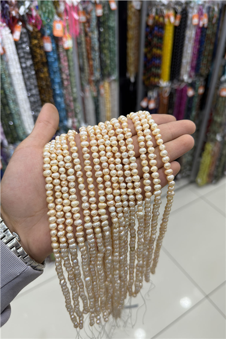 İnci Doğal Taş Pembe Küre Kesim 6mm Dizi