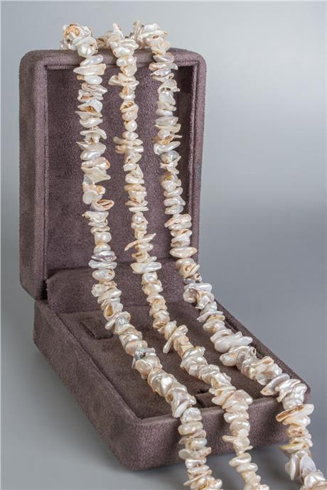 İnci Doğal Taş Şekilsiz Rondela Kesim 10x3mm Dizi