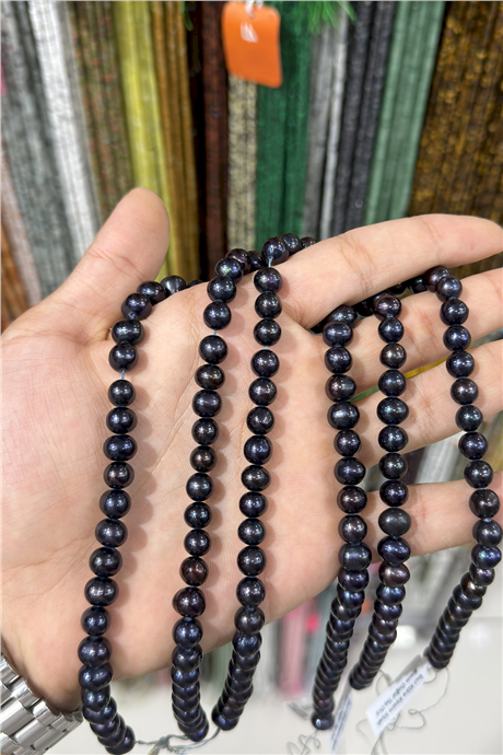İnci Küre Kesim Siyah 8mm Doğal Taş Dizi