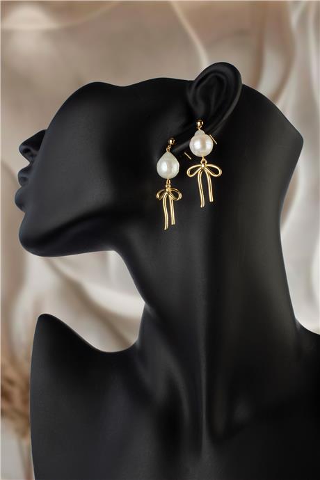 İnci Taşı Beyaz Amorf Kesim Doğal Taş Küpe