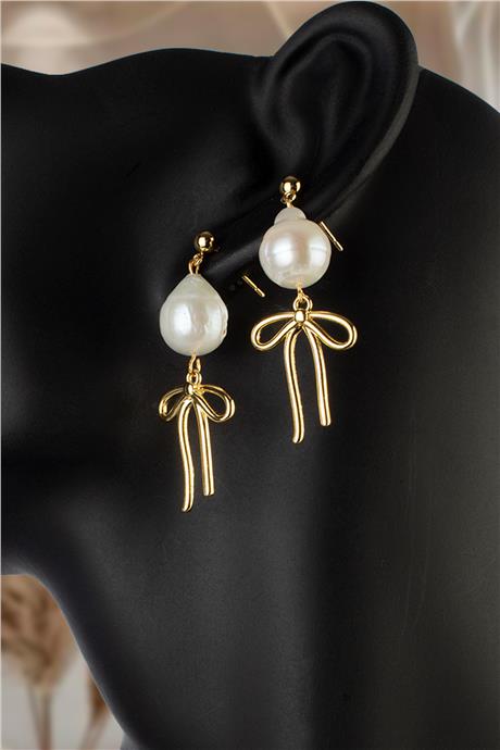 İnci Taşı Beyaz Amorf Kesim Doğal Taş Küpe