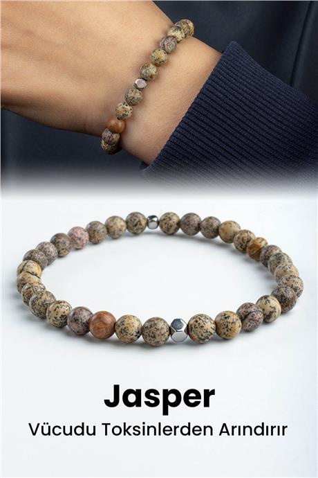 Benekli Jasper Doğal Taş Küre Kesim 6mm Bileklik
