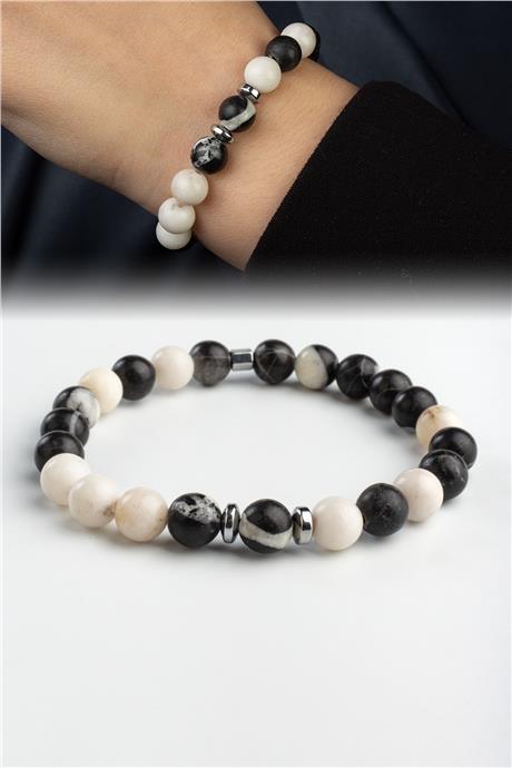 Panda Jasper Doğal Taş Küre Kesim 8mm Bileklik