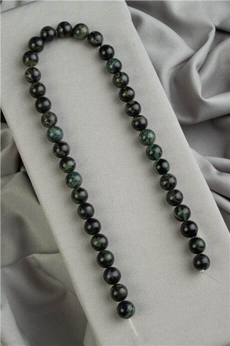 Jasper Taşı Küre Kesim Parlak Koyu Yeşil 10mm Doğal Taş Dizi [AA]