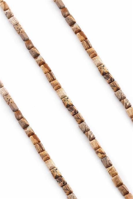 Jasper Taşı Dikdörtgen Kesim Parlak Kahverengi 6x8mm Doğal Taş Dizi [AA]