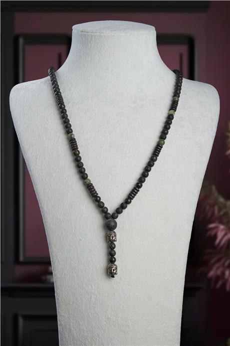 Jasper Doğal Taş Yeşil Küre Kesim Buda Boncuk Kolye