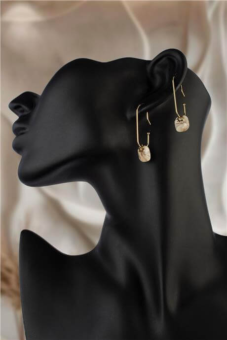 Jasper Taşı Düz Bombeli Kesim Doğal Taş Küpe