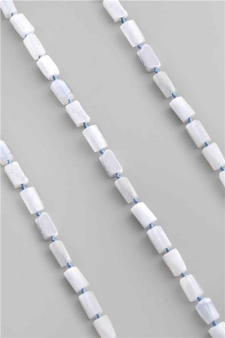 Kalsedon Taşı Silindir Kesim Parlak 8x12mm Doğal Taş Dizi [AA]