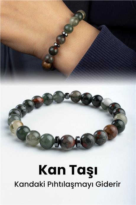 Kan Taşı Doğal Taş Küre Kesim 8mm Bileklik