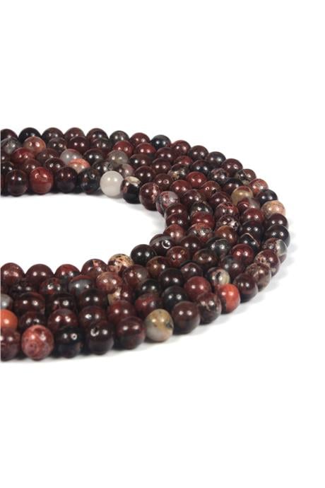 Kan Taşı Doğal Taş Parlak Küre Kesim 4mm Dizi [AA]