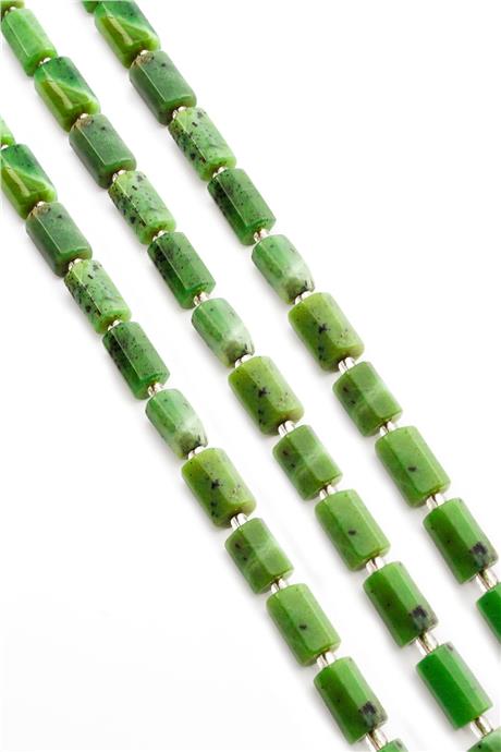 Canada Jade Natural Stone Cylinder Cut 7x12mm String Of Beads