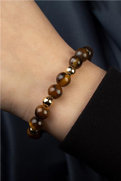 Kaplan Gözü Doğal Taş Küre Kesim 8mm Bileklik