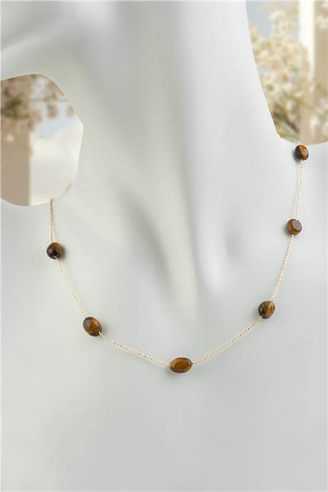 Kaplan Gözü Doğal Taş Tımbıl Kesim Taş Yapıştırma Kolye