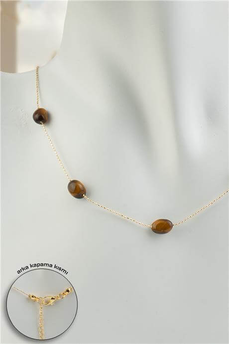 Kaplan Gözü Doğal Taş Tımbıl Kesim Taş Yapıştırma Kolye