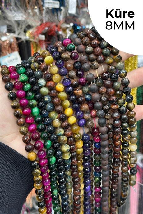 Kaplan Gözü Taşı 8mm Küre Kesim Doğal Taş Diziler