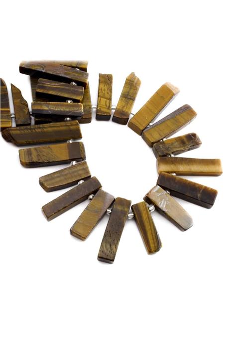 Tiger Eye Natural Stone Rectangular Cut 10x40mm String Of Beads