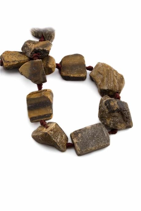 Tiger Eye Natural Stone Crude Mass Cut 15x25mm String Of Beads