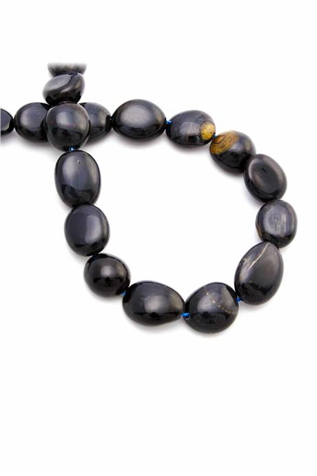 Kaplan Gözü Doğal Taş Parlak Siyah Karışık Tımbıl Kesim 10x13mm Dizi [AA]