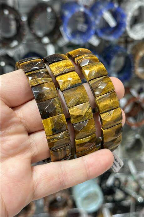 Kaplangözü Doğal Taş Parlak Dikdörtgen Faset Kesim 11x15mm Bileklik