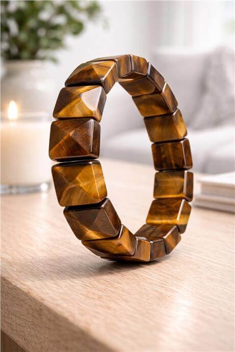 Kaplangözü Doğal Taş Parlak Dikdörtgen Faset Kesim 11x15mm Bileklik