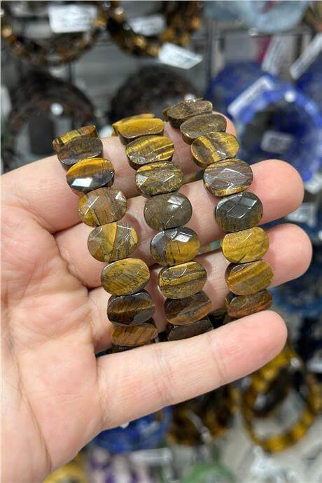 Kaplangözü Doğal Taş Parlak Oval Faset Kesim 11x15mm Bileklik