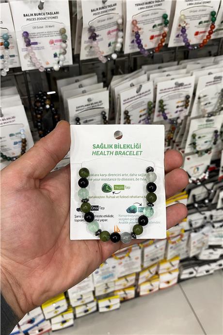 Karışık Doğal Taş Küre Kesim 8mm Sağlık Bilekliği