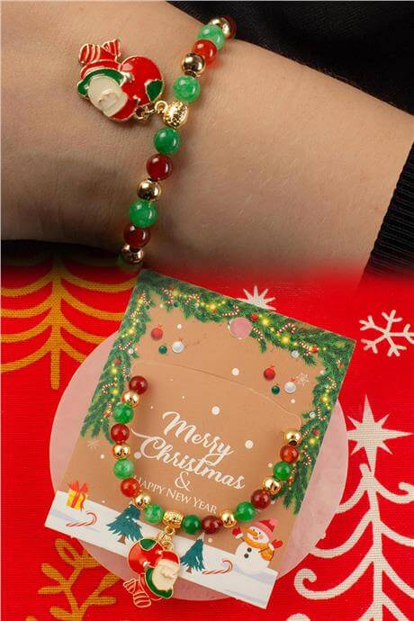 Karışık Doğal Taş Küre Kesim Yılbaşı Bileklik