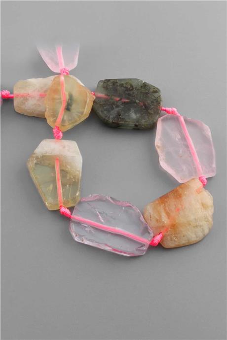 Karışık Doğal Taş Parlak Mor Yassı Amorf Kesim 26x38mm Dizi [AA]