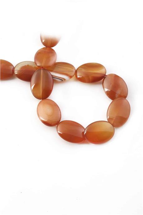 Karnelyan Akik Doğal Taş Parlak Oval Kesim 18x25mm Dizi